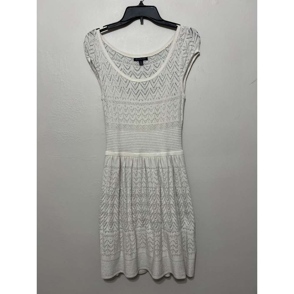 American Eagle Outfitters Cream Open Knit Girlie Sparkle Fairy Whimsical M Dress